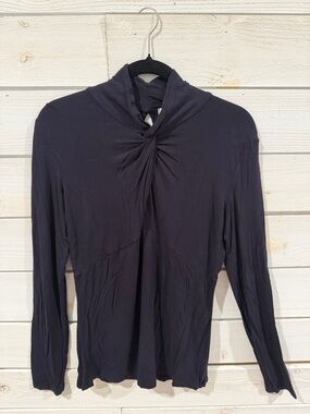 MICHAEL Michael Kors Navy Twist-Front Long Sleeve Top